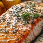 Herb Crusted Salmon with Garlic Dill Sauce
