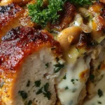 Herb-Stuffed Chicken Breast with Garlic Cream Sauce