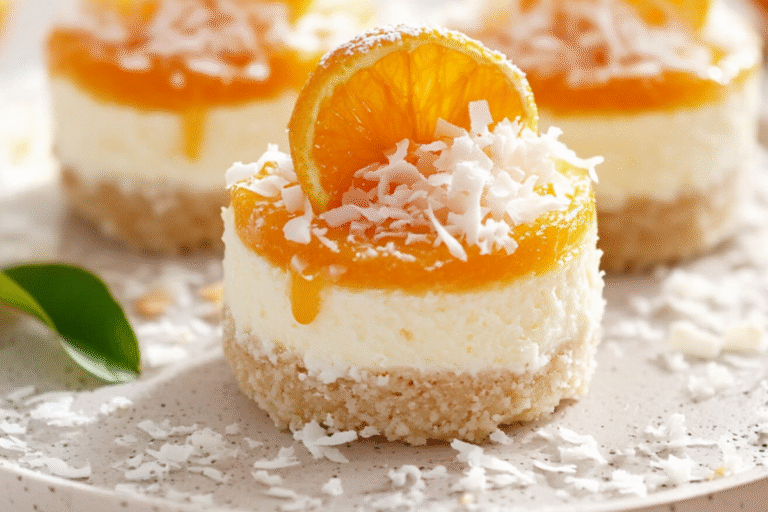 MINI ORANGE COCONUT CHEESECAKES