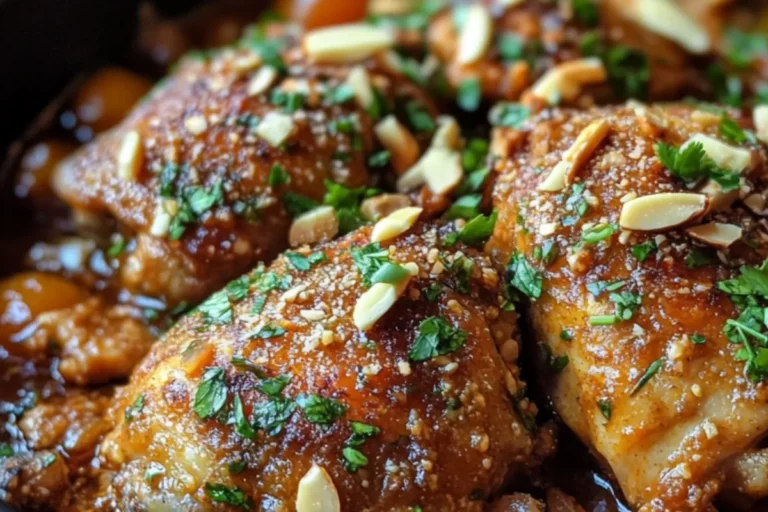 MOROCCAN CHICKEN TAGINE WITH APRICOTS & TOASTED ALMONDS