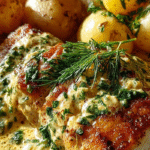 PAN-SEARED FISH WITH HERB CREAM SAUCE & BABY POTATOES