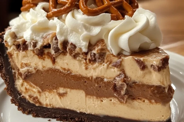 PEANUT BUTTER CHOCOLATE PRETZEL ICEBOX PIE