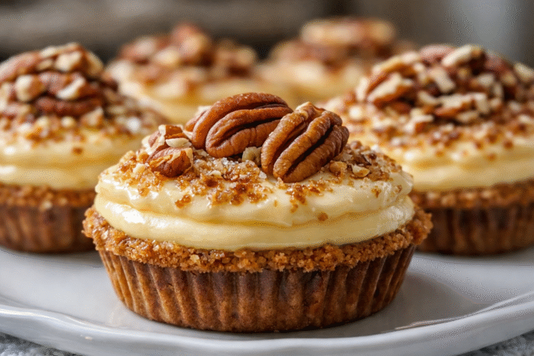 Pecan Caramel Cheesecake Cupcakes