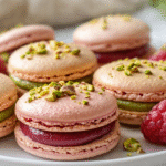 Raspberry Pistachio French Macarons