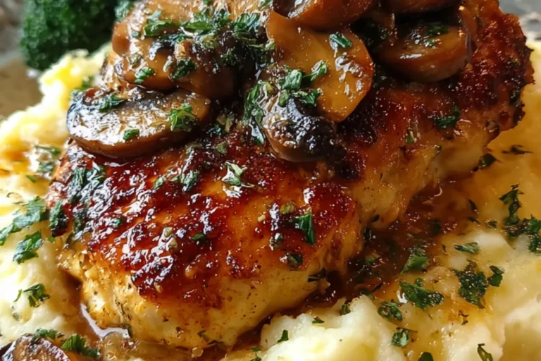 chicken with Mushroom Gravy over mashed potatoes
