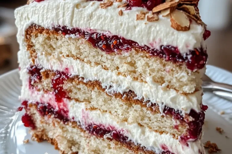 ALMOND RASPBERRY CREAM CAKE