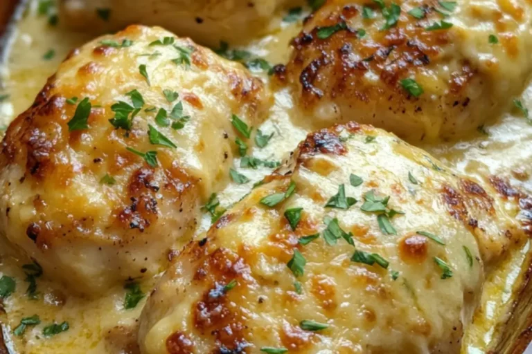 CHEESY GARLIC CREAM BAKED CHICKEN