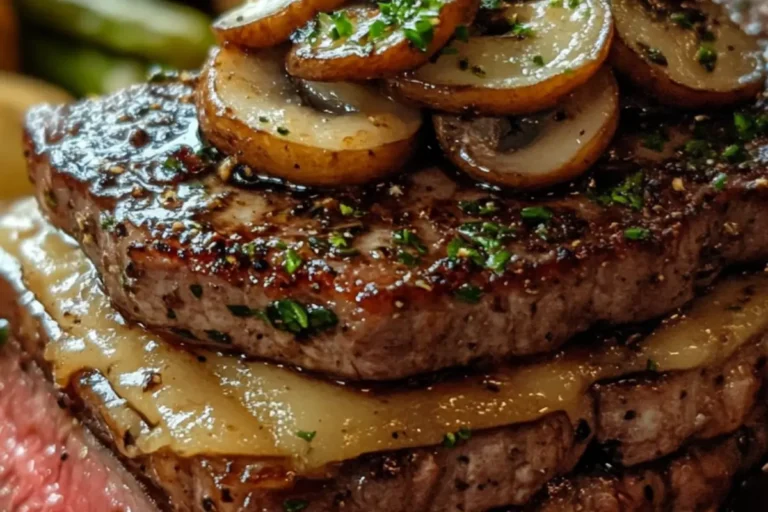 GARLIC BUTTER STEAK WITH SAUTÉED MUSHROOMS