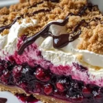 NO-BAKE BERRY CREAM PIE WITH CHOCOLATE DRIZZLE