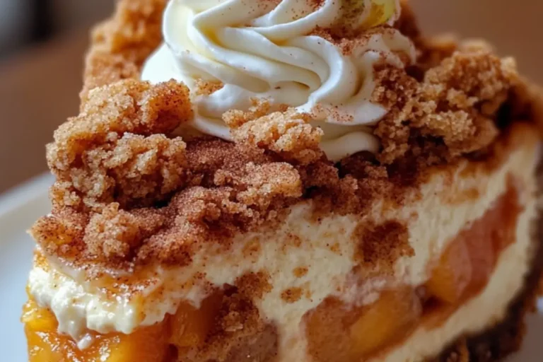 PEACH CRUMBLE CHEESECAKE
