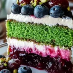 PISTACHIO BLUEBERRY CHERRY LAYER CAKE