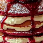 RED VELVET RASPBERRY PANCAKE STACK