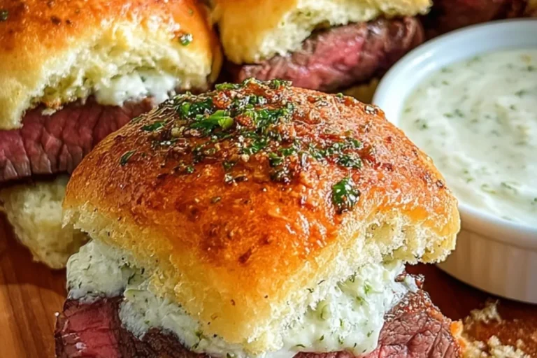 STEAK SLIDERS WITH GARLIC HERB SAUCE