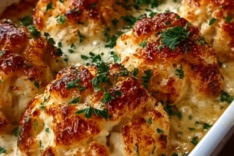 cheesy garlic parmesan cauliflower bake