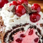 chocolate cherry ice cream roll cake