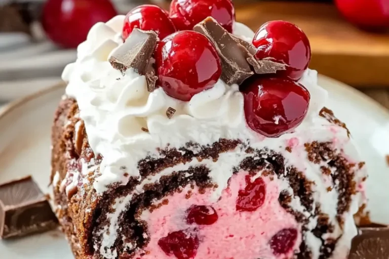 chocolate cherry ice cream roll cake