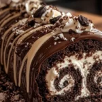 chocolate cookies and cream swiss roll