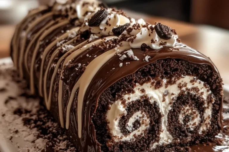 chocolate cookies and cream swiss roll