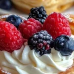 heart-shaped berry cream puff pastries