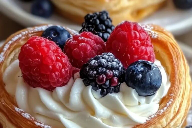 heart-shaped berry cream puff pastries