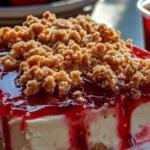 no-bake strawberry crumble cheesecake