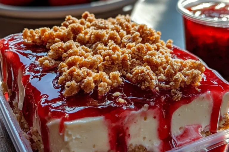 no-bake strawberry crumble cheesecake