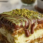 pistachio kunafa cake