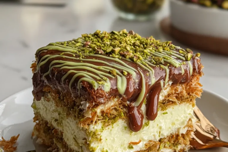pistachio kunafa cake