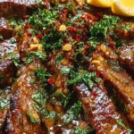 spicy garlic steak strips