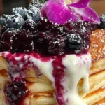 BLUEBERRY COMPOTE PANCAKE STACK: A Fluffy Delight Awaits! 3 BLUEBERRY COMPOTE PANCAKE STACK