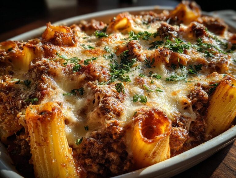 Beef Stuffed Rigatoni Bake