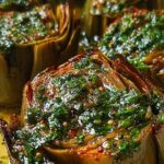 garlic butter roasted artichokes with lemon