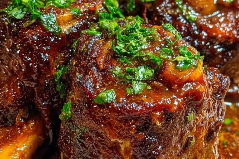 slow braised beef short ribs in rich gravy