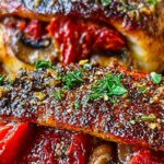 stuffed chicken breast with roasted peppers & mushrooms