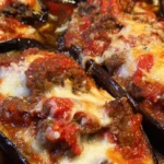 cheesy baked stuffed eggplant