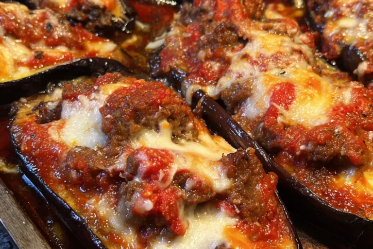 cheesy baked stuffed eggplant