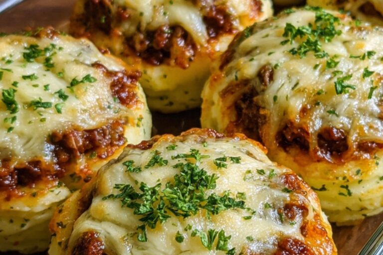 cheesy beef stuffed potato stacks