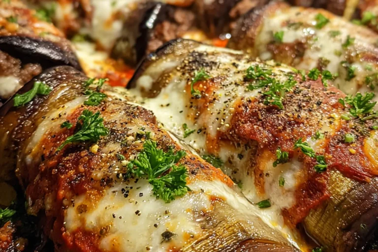 cheesy eggplant beef roll-ups