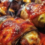 cheesy eggplant meat rolls