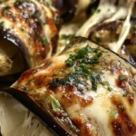 cheesy garlic eggplant rolls