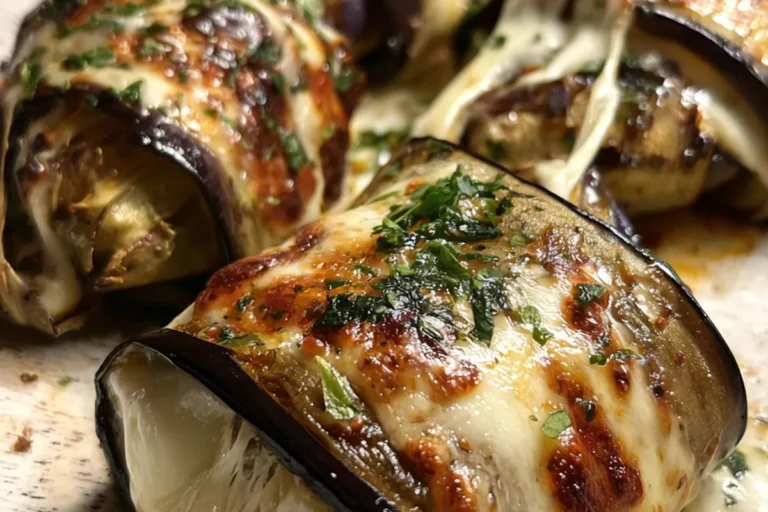 cheesy garlic eggplant rolls