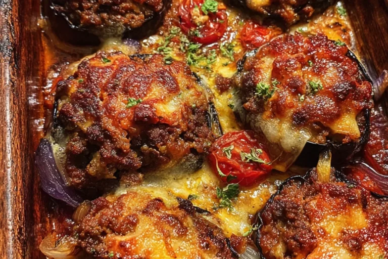 cheesy stuffed eggplant boats