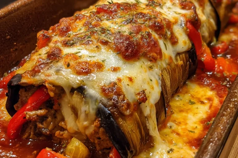 cheesy stuffed eggplant parmesan bake
