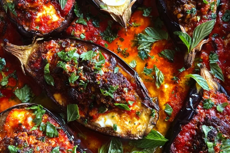 cheesy stuffed eggplant parmesan boats