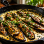 creamy garlic parmesan eggplant skillet