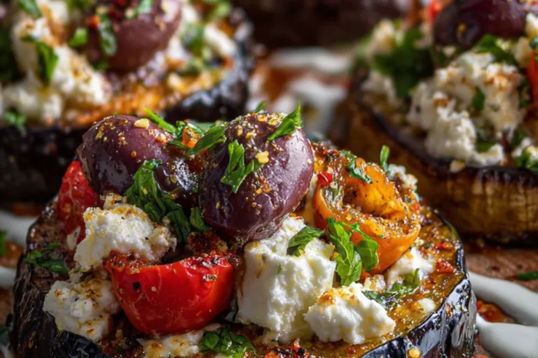 mediterranean roasted eggplant stacks