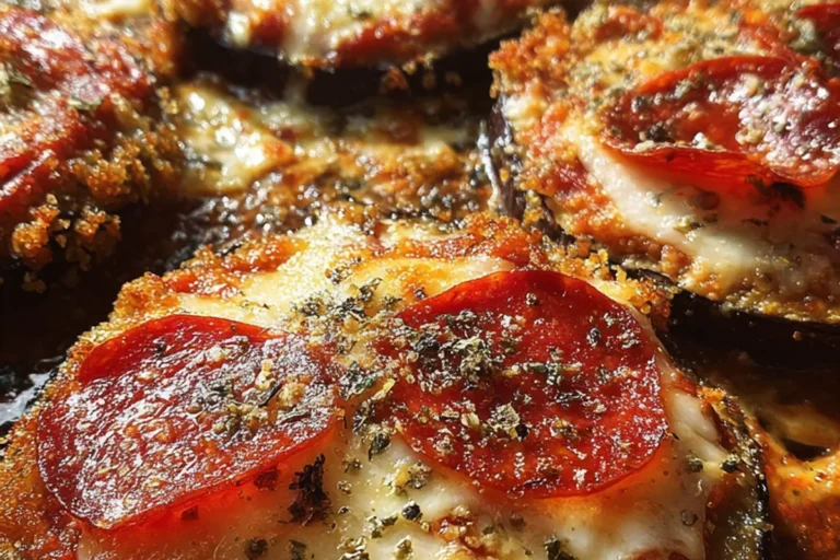 mini eggplant pepperoni parmesan stacks
