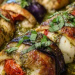 pesto mozzarella stuffed eggplant rolls