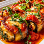 Spinach ricotta eggplant rollatini