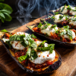 burrata marinara stuffed eggplant boats